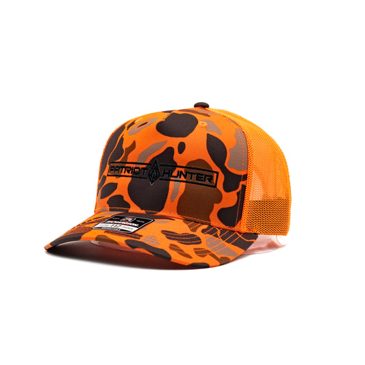 Patriot Orange Duck Camo Trucker